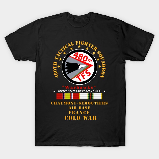 480th Tactical Fighter Squadron - Warhawks - Chaumont-Semoutiers Air Base, France - COLD X 300 T-Shirt by twix123844